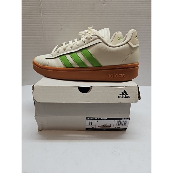 adidas Shoes - Women's Adidas Originals Grand Court Alpha Off-White/Semi Lucid Lime/Gum 11